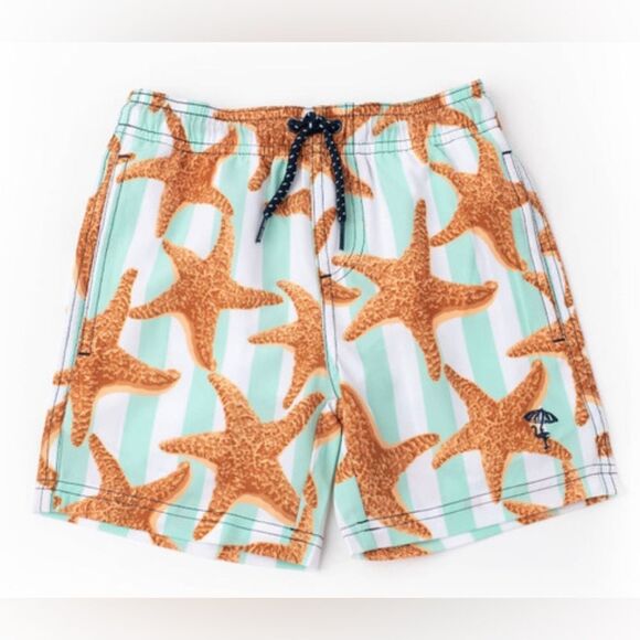 shade critters Kids Starfish Stripe Boys 4 Way Stretch Swim Trunks - Picture 1 of 7